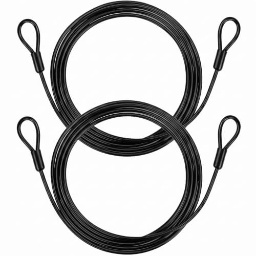 2 Câbles Antivol En Acier 4mm X 2m, Câble De Sécurité Boucle Pour Vélo Et U | Câbles Acier 4mm x 2m À Double Boucle, Avec Revêtement PVC Noir Anti-Rayures Idéal Vélos, Cadenas U, Bagage, Remorque