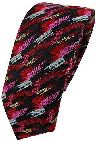 TigerTie - schmale Designer Krawatte in rosa rot silber gold schwarz gestreift
