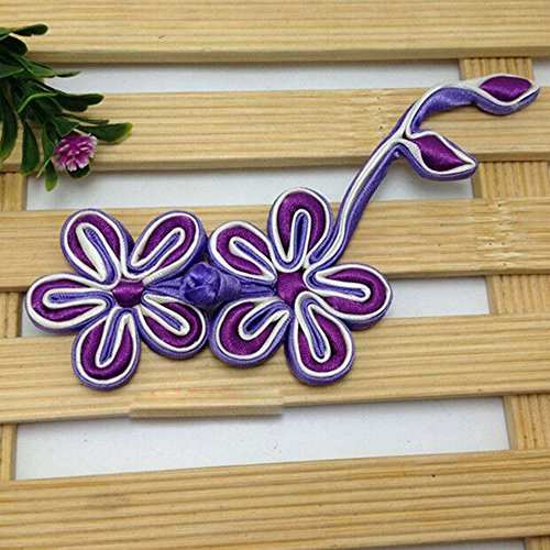 Lyracces Sewing Fasteners Fabric Cotton Satin Exquisite Plum Blossom Wintersweet Flower Braid Knit Chinese Knot Closure Cheongsam Frog Button 1pair (Lilac Purple #7)