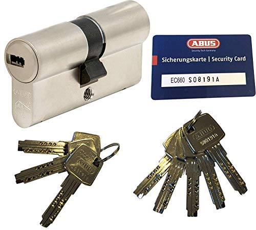 ABUS EC660 Profil-Doppelzylinder Länge (a/b) 45/45mm (c=90mm) mit 8 Schlüssel, mit Sicherungskarte …