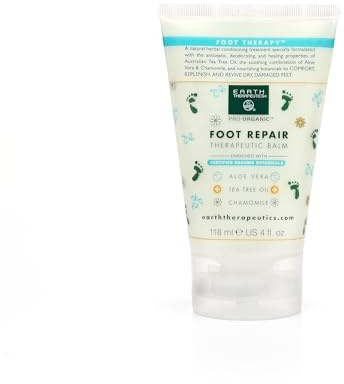 Earth Therapeutics Tea Tree Oil Foot Balm – Australian Tea Tree Oil with Aloe Vera & Chamomile – Hydrates, Softens & Conditions Dry Cracked Feet, Heel & Calluses – Soothe Irritated Skin ~ 4 Oz
