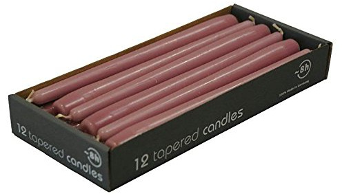 Velas cortas puntiagudas, color rosa antiguo, longitud de 25 cm, diámetro de 2,3 cm, 12 unidades, alta combustión (8 horas) y comportamiento de combustión sin miedo - Velas altaras/candelabros