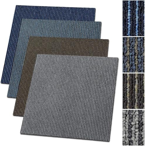 casa pura Teppichfliesen Bohemia 50x50 cm selbstliegend - 6 m² Set - strapazierfähiger Teppich Bodenbelag mit hochwertigem Schlingenflor - antistatisch mit Bitumen Rücken (Anthrazit-grau, 24 Stück)