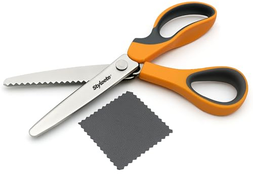 STYLEETE Forbici Zig Zag per Stoffa [Qualità Professionali], Lame in Acciaio Inox (7,5 cm) - Forbici Seghettate Ergonomia per Sarta o Hobby Creativi - Forbici Dentellate per Destrorsi e Mancini