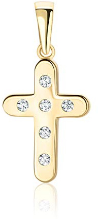 PRINS JEWELS Kleiner Anhänger Kreuz 14 Karat 585 Gelbgold Mit Zirkonia