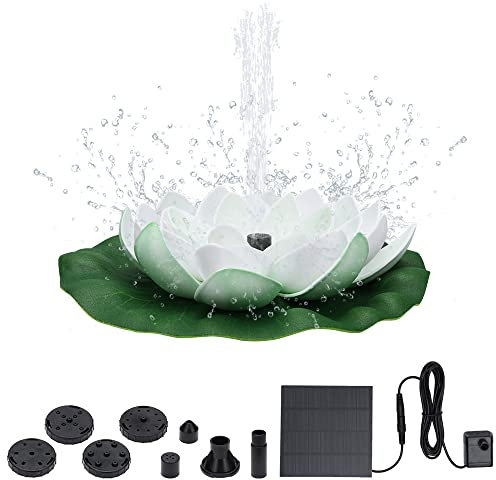 Skystuff Solar Water Pump, 1.2W Lotus Solar Fountain Pump with 5 Nozzles, Garden Pond Pump for Water Feature, Fountain, Pool, Bird Bath, Garden