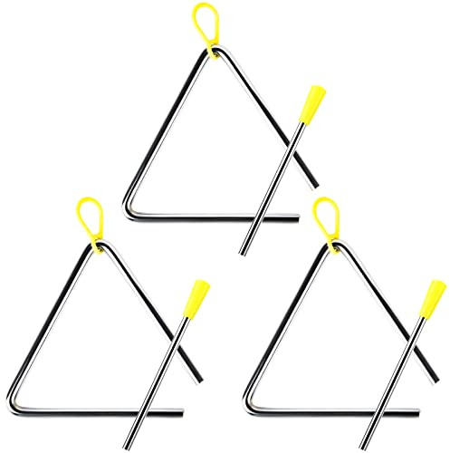 Anruyi 3 Stück Triangel Instrumenten Set Dreieck Musikinstrument Triangel mit Schlägel Gummigriff Legierung Schlaginstrument für Percussion Musikalische Früherziehung (6.56 Zoll)
