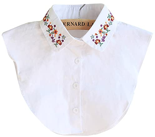 LoudSung False Collar Detachable Half Shirt Blouse Classical Fake Collar Embroidery Designs for Women Girls