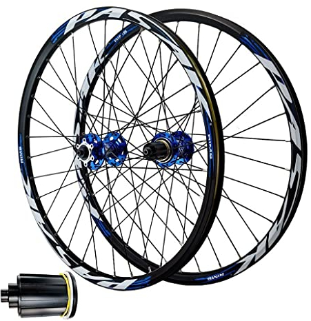 DYSY MTB Fahrrad Laufradsatz 24 Zoll 26 27,5 29 Zoll Doppelwandig Aluminiumlegierung Hybrid/Berg Fahrradfelge Scheibenbremse 2250g Für 7-12 Speed (Farbe : Blau, Size : 29 inch)