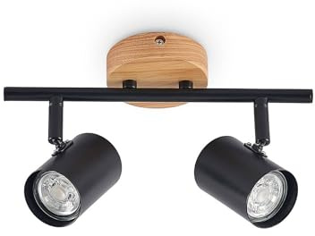 LED Ceiling Light 'Xiomara' dimmable (Modern) in Black Made of Metal for e.g. Living Room & Dining Room (2 Light Sources, GU10) from Lindby | floodlight, Spotlight