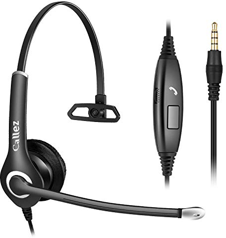 Headset Handy 3,5mm Klinke mit Mikrofon Noise Cancelling, PC Kopfhörer für Laptop Computer iPhone Samsung Smartphone, Business Home Office Call Center Zoom Skype, Klare Chat, Ultra Komfort