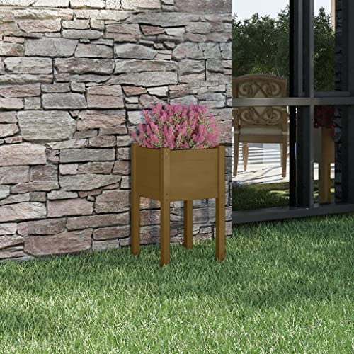 WIFESE JardinièRe D'ExtéRieur Marron Miel 40x40x70 Cm Pin Massif Jardinieres Exterieur Jardiniere Bois JardinièRe sur Pieds Potager Bacs ã Fleurs JardinièRe Rectangulaire Haute