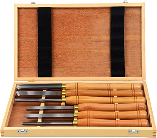 Set di scalpelli per tornio per legno Strumenti per tornitura del legno con punta in metallo duro Set di scalpelli per intaglio del legno professionale con manico in legno e kit di coltelli HSS per