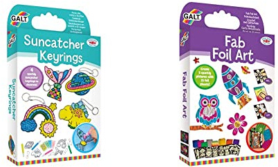 Galt, Suncatcher Keyrings, Suncatcher Kits for Kids, Ages 6 Years Plus Toys, Fab Foil Art, Craft Kit for Kids, Ages 6 Years Plus