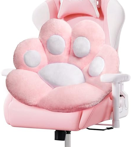 DOBUONO Katzenpfotenkissen, Kawaii-Büro-Schreibtischstuhlkissen, bequem, Plüsch, Katzenpfotenform, Gaming-Stuhlkissen, Bär, niedliches Sitzkissen für Mädchen, Schlafzimmer, 71,1 x 61 cm, Rosa