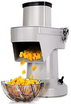 LBWF Cortadora De Verduras Eléctrica, Cortadora De Alimentos Automática Comercial, con Moldes para Cortar En Cubitos De 10 Mm, Rebanadora De 2-4 Mm De Espesor Ajustable, Parte Inferior Antideslizante