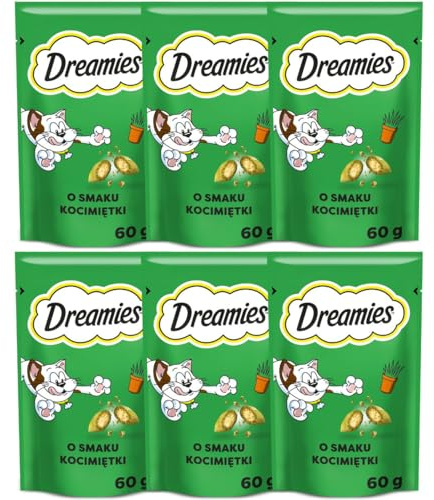 Dreamies Katzensnacks Catnip mit Katzenminze Geschmack, 18x60g – Außen knusprige & innen cremige Katzenleckerlis