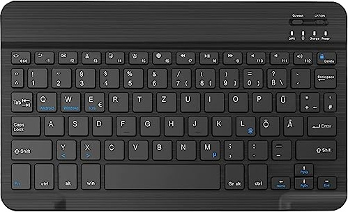 Wineecy Bluetooth Tastatur mit deutschem QWERTZ-Layout für ipad 10.2, 10.9, 9.7, Air 5/4/3/2/1, Pro 12.9/11/10.5/9.7, Mini, Windows und Android Tablets (Standard Modell)