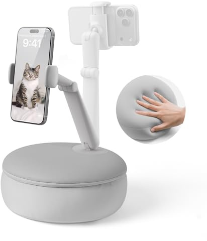 SAIJI Handyhalter fürs Bett, Verstellbarer Winkel und Höhe Handy Ständer für Videoschauen im Bett/Sofa/Schoss, Geeignet für 4.7-7.0 Handys (Grau)