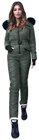 Schneeanzug Damen - Skioverall Einteiler Mode Hoodie Skijacke Lässig Warmhalten Verdicken Skianzug Ski-Anzug Schnee Skifahren SäTze Skisuit Outdoor Winddichte Jumpsuit