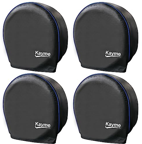 kayme Set 4 Di Per RV Copriruota Rotettivi Copertura Resistente Alle Intemperie, Anti-UV Per Pneumatici Copertura, Camper Copriruota Fodera Rivestimento in Lana di Cotone (Diametro 24-26 Pollici）