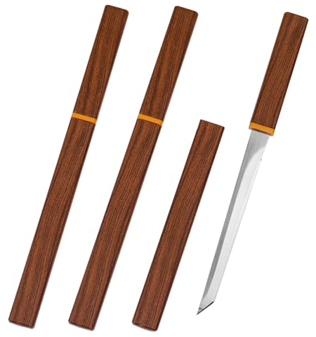 LLHQAMT Obstmesser, 3 Scharfe Und Langlebige Set, Woodgrain Design Scheide Und Griff, Ideal Für Gemüse, Obst Und Fleisch