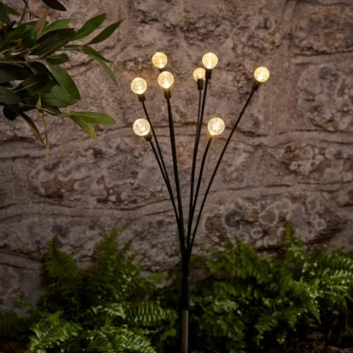 Lights4fun LED Solar Stableuchten 70cm Kugel Wegbeleuchtung Metall Schwarz Modern Solarlampen für außen