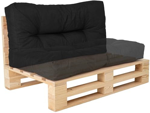 bananair - Palettenkissen Outdoor - Bequem, Robuster, UV-beständiger & Wasserabweisender - Ideal für Europaletten/Palettenmöbel/Palettensofa/Gartenmöbel (Sitz- oder Rückenkissen, 120x60 cm, Schwarz)
