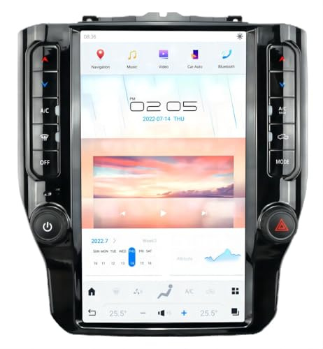 Large Touch Screen Car Navigation radio for Dodge RAM 1500 2500 3500 4500 5500，2019 2020 2021 2022 2023,2024 Stereo Tesla Style 12.1inch Wireless Apple Carplay Android Auto GPS Unit Audio Music Player