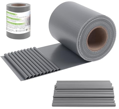 Sunnylaxx Frangivisto Recinzione Schermi di Privacy Protetto, 450g/m² PVC Schermo da Giardino 35m x 19cm con Strisce di Fissaggio, Esterno Balcone,Grigio Chiaro