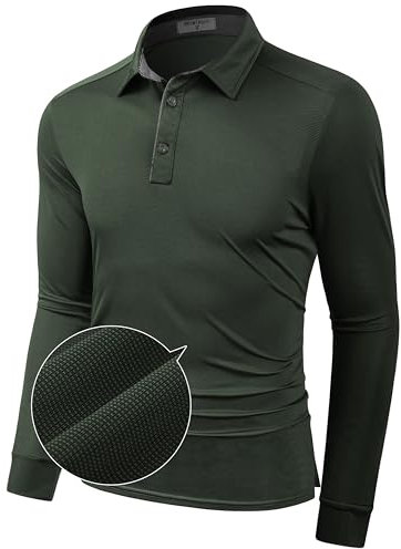 Derminpro Men’s Polo Shirts Short/Long Sleeve Quick Dry Athletic Golf T-Shirts, 401-dark Army, XL