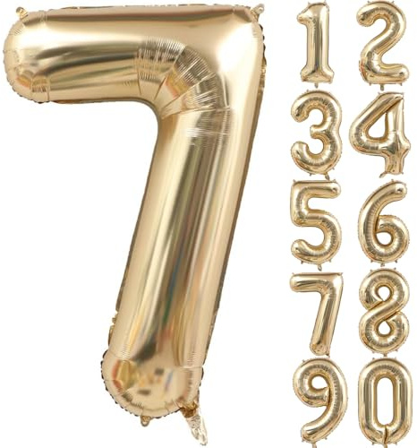 40 Zoll Gold Luftballon Zahlen 7 Hellgold Ballons 7 Champagner Gold Ballon 7. Geburtstag Deko Weißgold Folienballon Zahl 7 Riesenzahl Ballon 7 Party Hochzeit Geburtstag (Nummer 7)