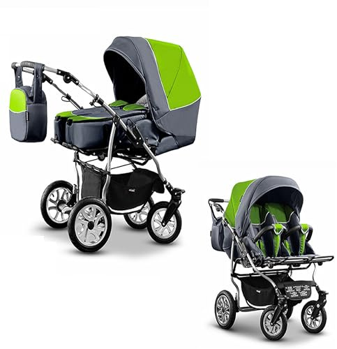 Zwillingskinderwagen 2 in 1 City Twin inkl. Sportsitze - 15 Teile - in 19 Farben
