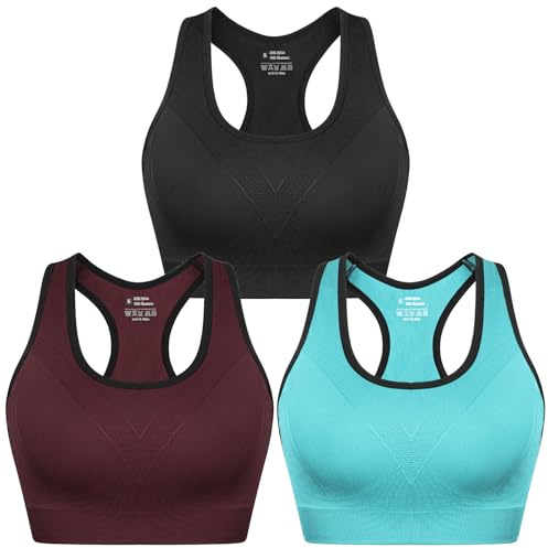 Sykooria Sport-BH:ar Dam Sport-BH med Simrygg Sport-BH Dam Vadderad Medium Effekt Gym Kort Topp för Fitness, Flerfärgad, M