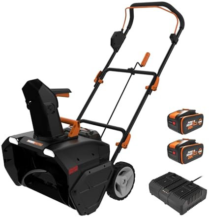 WORX WG471E Nitro Akku-Schneefräse 40V – Brushless Motor – 51cm Arbeitsbreite – bis zu 25cm Schneehöhe geeignet - 180° drehbare Auswurfkanal – 6m Wurfweite – LED-Licht – inkl. 2x4Ah Akkus & Ladegerät
