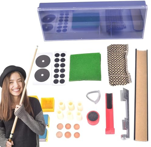 Pool-Stick-Reparatur-Set – Pool-Queue-Spitzen-Reparatur-Set, 28 x Queue-Spitzen-Reparatur-Ersatzset, Queue-Spitzen-Trimmer, Pool-Stick-Spitze, Billard-Zubehör, Pool-Stick-Reparatur-Set für Billard-Que