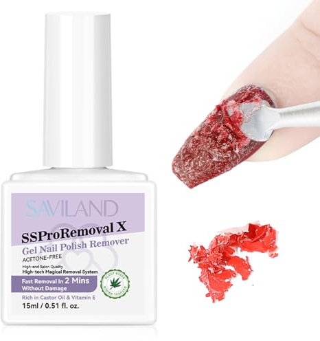 SAVILAND 15ml Aceton Gel Nagellackentferner: 2 Minuten Schnelle Entfernung Gel Remover Für Nägel Mit Rizinusöl Vitamin E Polish Remover Für Acryl Dip Nägel Nail Home
