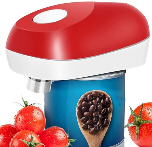 Electric Can Opener, Automatic One-touch Can Openers, for Almost Size Can, Safe Smooth Can Openers, No Sharp Edges, Suitable for Home Use and Restaurant red
