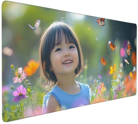 Gaming Mauspad XXL Mädchen Mousepad 800x400x4mm Schmetterling Verlängertes Mauspad Schreibtischauflage,Genähte Kanten Mauspad,Verbessert Präzision Geschwindigkeit Wasserdicht Geeignet für Büro,Spiele