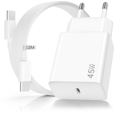 Chargeur USB C 45W Chargeur pour Samsung Charge Rapide avec 2m 100W Câble USB C, 45W Chargeur Rapide pour Samsung Galaxy S24/S23/S22/S21 Ultra/S20/S20+/Note 20, pour iPhone 16 Pro Max /15 Plus