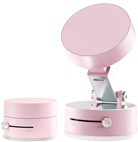 Vacuum Suction Magnetic Phone Holder, Foldable & Retractable Car Mount, Hands-Free Magnetic Cell Phone Holder for Car, Gym, Shower (Pink)