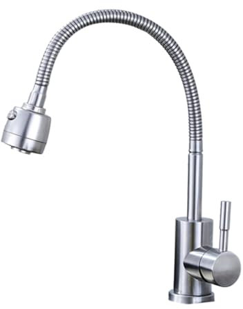 OSALADI Edelstahl-wasserhahn Für Küche Einzelner Kaltwasserhahn Mit Einzelloch-installation Drehbarer Küchenarmatur Mit Ausziehbarem Brause Drehfunktion Kompatibel Mit Spülen Aus Edelstahl