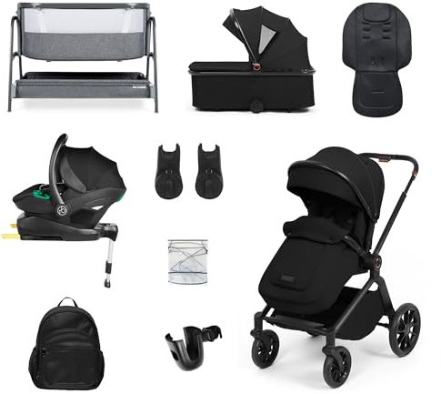 Get More for Less! Ickle Bubba Altima i-Size Travel System & Bubba&Me Bundle – Includes Pushchair, Stratus i-Size Car Seat, ISOFIX Base, Bubba&Me Crib, Changing Bag and More (Black)