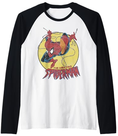 Marvel The Amazing Spider-Man Vintage Jump Logo Raglan Baseball Tee