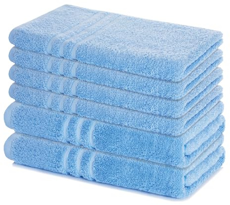 Lavea® 6-teiliges Handtuch Set Elena, Delphinblau | 100% Baumwolle - 4x Handtücher 50x100 cm, 2x Duschtücher 70x140 cm, Frottee Handtücher Set weich, Bad & Gäste