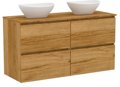 Baikal Mueble de Baño Klay. Mueble MONTADO. 2 Cajones Suspendido con Lavabo sobre Encimera. Armario de Baño. Lavabo Ceramico. 120cm Teka.