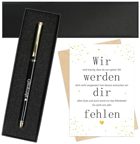 MorLuks Abschiedsgeschenk Kollegen, Glücksstift + Abschiedskarte Kollegen + Geschenkbox, Geschenk Abschied Kollegin für Jobwechsel Rente Ruhestand Neuer Job Mutmacher