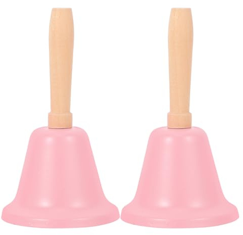 Kichvoe 2 Campanelli Natalizi a Mano, Campanelli in Metallo con Manico, Rosa, 4,72 X 2,48 Pollici, per Ristorante, Bar, Hotel, Feste, Decorazioni Natalizie