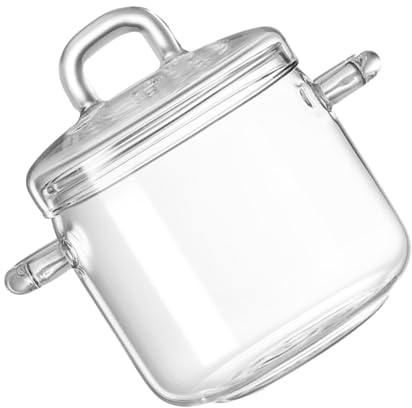 DECOMELODY 350ml Glass Simmer Pot with Lid Heat Resistant Glass Stovetop Cooking Pot Tightfitting Lid Easy to Clean for Small Stovetops and Outdoor Use