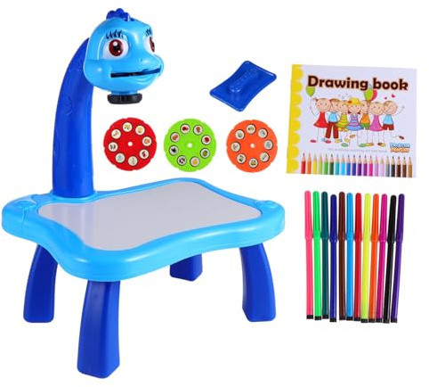 BESPORTBLE Table de Dessin Projecteur Éducative Garçon Fille Adorable et Amusant Bureau Apprentissage Multifonction avec Musique Coordination Motrice et Créativité
